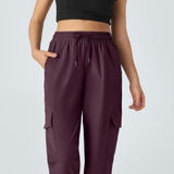 Halara  Mid Rise Drawstring Cargo Joggers NWT Black Pocket Casual Pants XL Photo 0