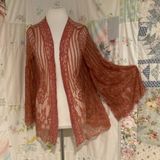 Xhilaration Dark Pink Sheer Lace Open Front Cardigan Photo 0