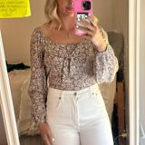 Altar'd State Patterned Long Sleeve Crop Top Photo 0