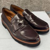 Coach Loafers Size 8 Indie Lug Sole Penny Brown Leather Shoes Photo 0