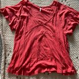 Free People Coral Tie Sleeve Tee Photo 0