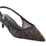 Abound NWTs Lidia Mesh Brown Leopard Print Slingback Kitten Heels size 8.5 NIB Photo 0