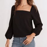 Madewell  Crepe Square-Neck Puff-Sleeve Top Photo 0