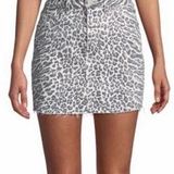 Current/Elliott The 5-Pocket Denim Leopard Print Denim Mini Skirt Photo 0