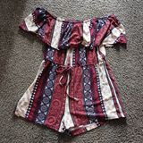 Rue 21 boho ruffle top off shoulder Romper size large Photo 0