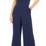 Julia Jordan NWT  Women's Pinstriped Jumpsuit Blue Size 8. Photo 0