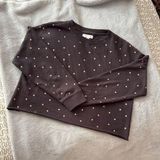 Spiritual Gangster EUC women’s Dark Gray with Rose gold foiled stars cropped sweatshirt size L Photo 0