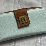 Stone Mountain  NWOT Egg Shell Blue Pebbled Wallet Photo 0