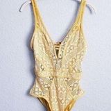 Becca Yellow One Piece Swimsuit with Plunging V-Neckline Photo 0