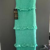 Bebe turquoise georgette smocked midi dress Photo 0