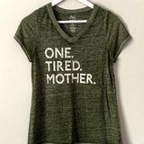 State of Mine One Tired Mom graphic green Tee Green Photo 0