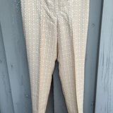 Talbots Talbot Collection Gold & Cream Slim Stretch Textured Dress Pants Size 8 Vintage Photo 0