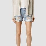 All Saints Distressed Rip Shorts Fit Photo 0