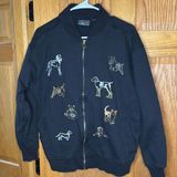 Vintage Mureli Animal Cat Dog Embroidered 90s Long Sleeve Black Retro Jacket Lg Photo 0