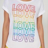 New York And Company  Love Rhinestone Tee Shirt White Size Large Photo 0