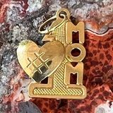 14K Gold “💛MOM” Pendant Charm Photo 0