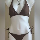 Body Glove  Light Brown HalterTop Tie On Bottom & Top  Bikini Set Sz M Photo 0