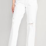 Old Navy Curvy High-Waisted OG Loose White Jeans Photo 0