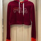 FILA  burgundy and orange cropped velour hoodie Photo 0