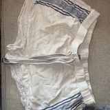 Aerie White & Blue Linen Drawstring Shorts Photo 0