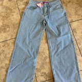 Edikted Petite Raelynn Washed Low Rise Jeans - Light Blue Photo 0