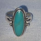 Vintage Stamped & Signed Sterling Turquoise Ring Silver Photo 0