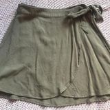 American Eagle olive green tie front wrap skirt Photo 0