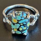 Mixed 3 color gemstone S925 silver ring size 8.25 Photo 0