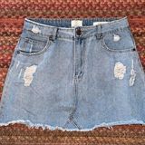 Cotton On  DISTRESSED DENIM CUT OFF A LINE MINI SKIRT Photo 0