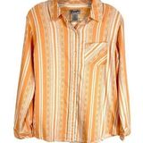 Wrangler Wrancher Shirt Small Top Orange Cream Striped Western Boho Collared 151 Photo 0