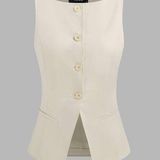 Cider WOVEN BOAT NECK SOLID BUTTON VEST XS Photo 0