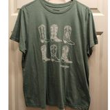 Wrangler Women's Size XL Green Cowboy Boots Short Sleeve Country Graphic T-Shirt Photo 0