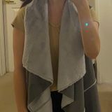 My Beloved gray faux fur faux suede vest size large Photo 0