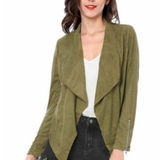 BLANK NYC Olive Suede Drape Jacket Photo 0