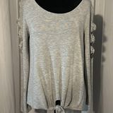 BCX  Lattice Long Sleeve Tie Front Top Photo 0