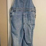 Aerie NWT  Bib Denim Wide Leg Overalls Size L Blue Photo 0