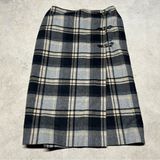 Jones Wear  Wrap Skirt Wool Blend Plaid Long Lined Leather Buckle Accent Size 14 Photo 0
