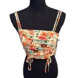 Liberty Love New NWT Floral Ruched Halter Crop Top Small S Double Straps Photo 0