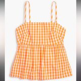 J.Crew NWT Orange White plaid gingham strappy tie back tank top Photo 0