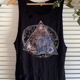 Charlotte Russe Black Distressed Zodiac Print Muscle Tee Photo 0