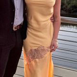 Meshki Chandra Lace Detail Satin Maxi Dress - Lemon Photo 0