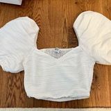 Princess Polly  White Puff Sleeve Crop Top size 4 Photo 0