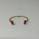 Kendra Scott Elton Open Cuff 14k Yellow Gold Plated Hot Pink Pinch Bracelet Photo 0