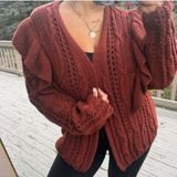 Universal Threads Universal Thread Rust Brown Ruffle Cotton Cardigan Sweater Size XL Photo 0