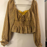 She & Sky  Yellow Floral Top Photo 0