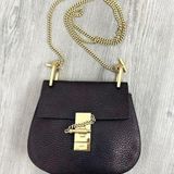 Chloé Chloe Drew Mini Black Leather Saddle Bag Gold Hardware Photo 0