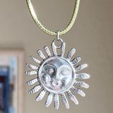 Handmade stainless steel sun boho retro vintage style necklace☀️ Photo 0