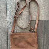 Lucky Brand  Tan Sueded Leather Dual Compartment Crossbody Bag Photo 0