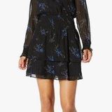 Parker Maisy Long Sleeve Chiffon V-neck Smocked Waist Ruffle Short Dress Photo 0