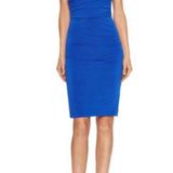 Nicole Miller Blue Cowl Neck Sheath Dress Ruched 4 Photo 0